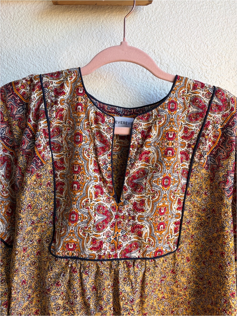 Evereve Floral Print Paisley Yoke Prairie Blouse Medium - Picture 3 of 6